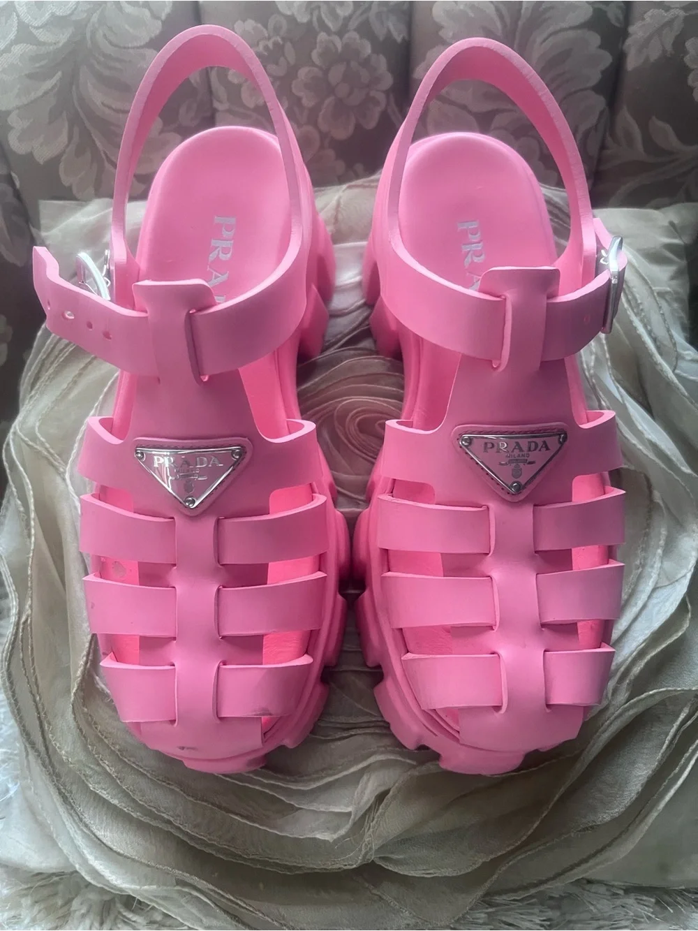Prada Bubblegum Pink Jelly Fisherman Sandals